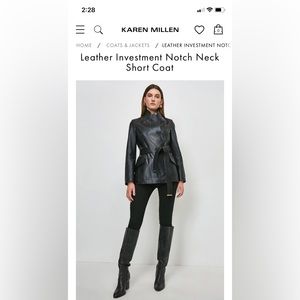 NWT Size 10 Leather Investment Notch Neck
Short Coat